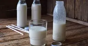 Amasi, South African fermented milk, served thick in a calabash with a wooden spoon